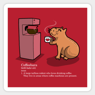 Funny Cute Kawaii Handdrawn Capybara Coffeebara Drinking Coffee Cartoon Sticker